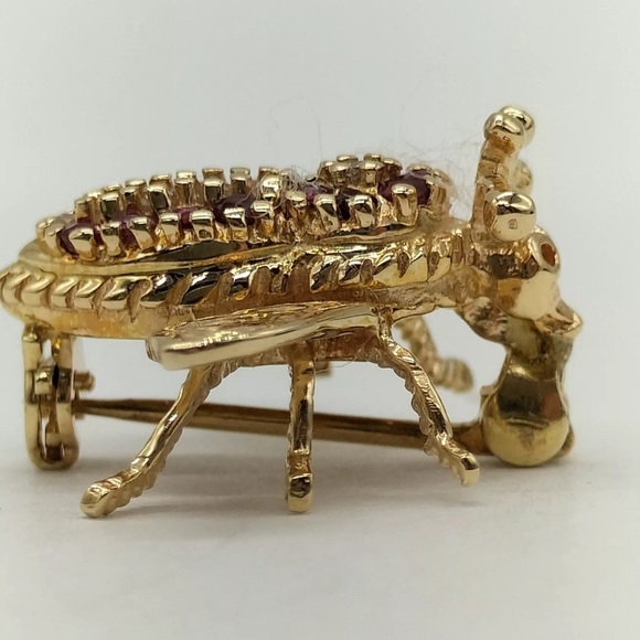 Stunning Natural Ruby and Diamonds on 14k Brooch Pin - Picture 4 of 8